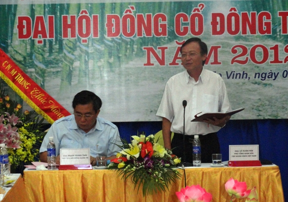 Ông Lê Xuân Hòe - Phó Tổng giám đốc Tập đoàn Công nghiệp Cao su Việt Nam phát biểu tại Đại hội